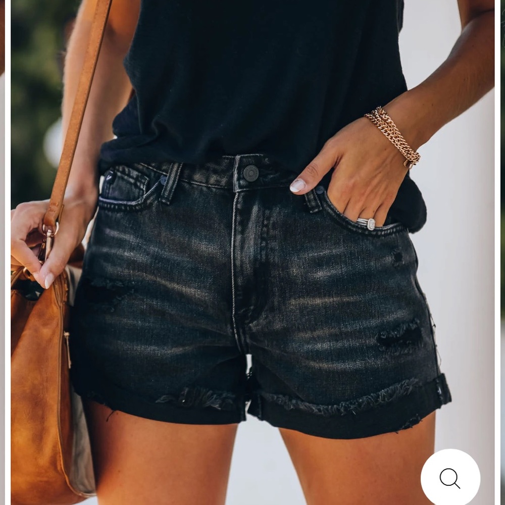 Vici high rise black denim shorts